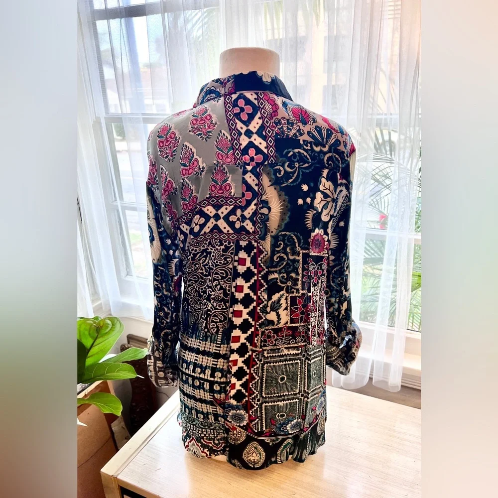 Colorful Patterned Button-Up Shirt - Picture 2 of 6
